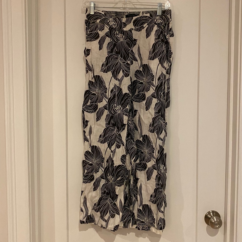 TAHARI linen floral pants
